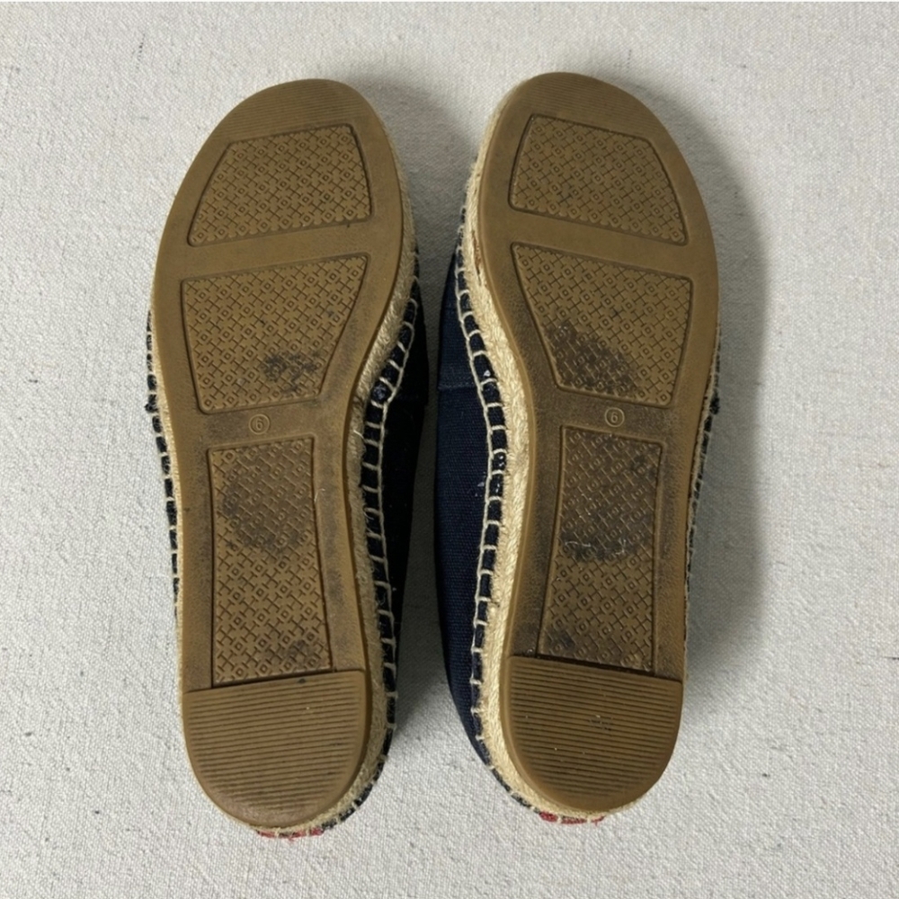 Tory Burch Weston Espadrille Women’s 6 Navy Blue Canvas Red Logo Slip On Shoes - Picture 9 of 9